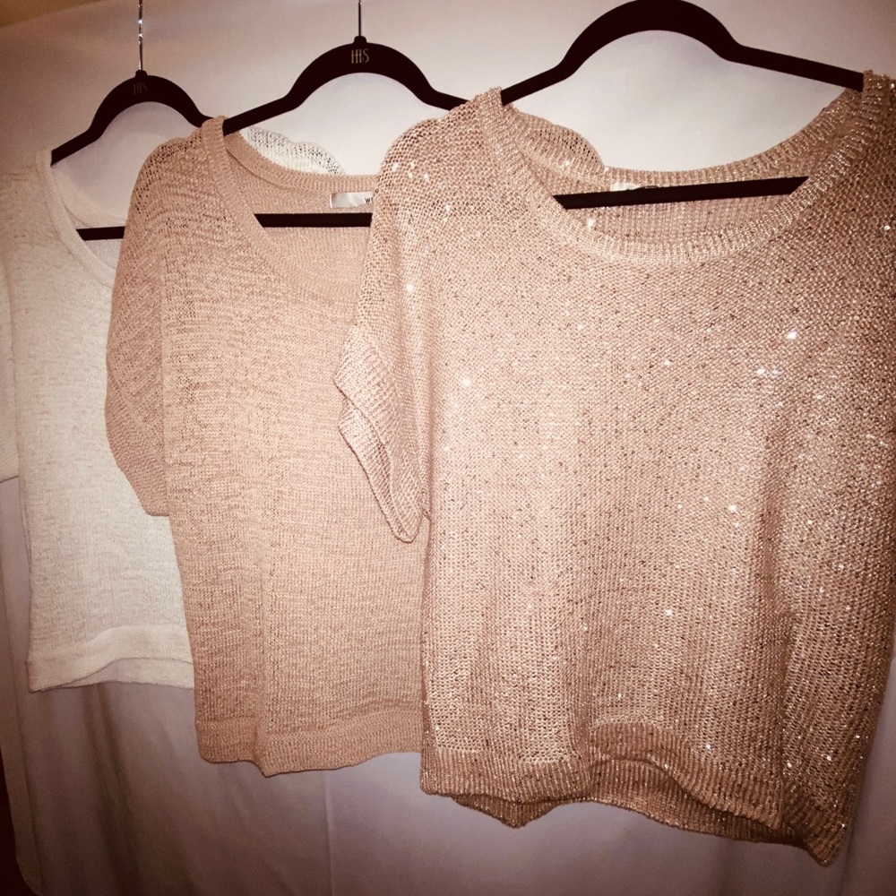 Three beautiful neutral color sweaters